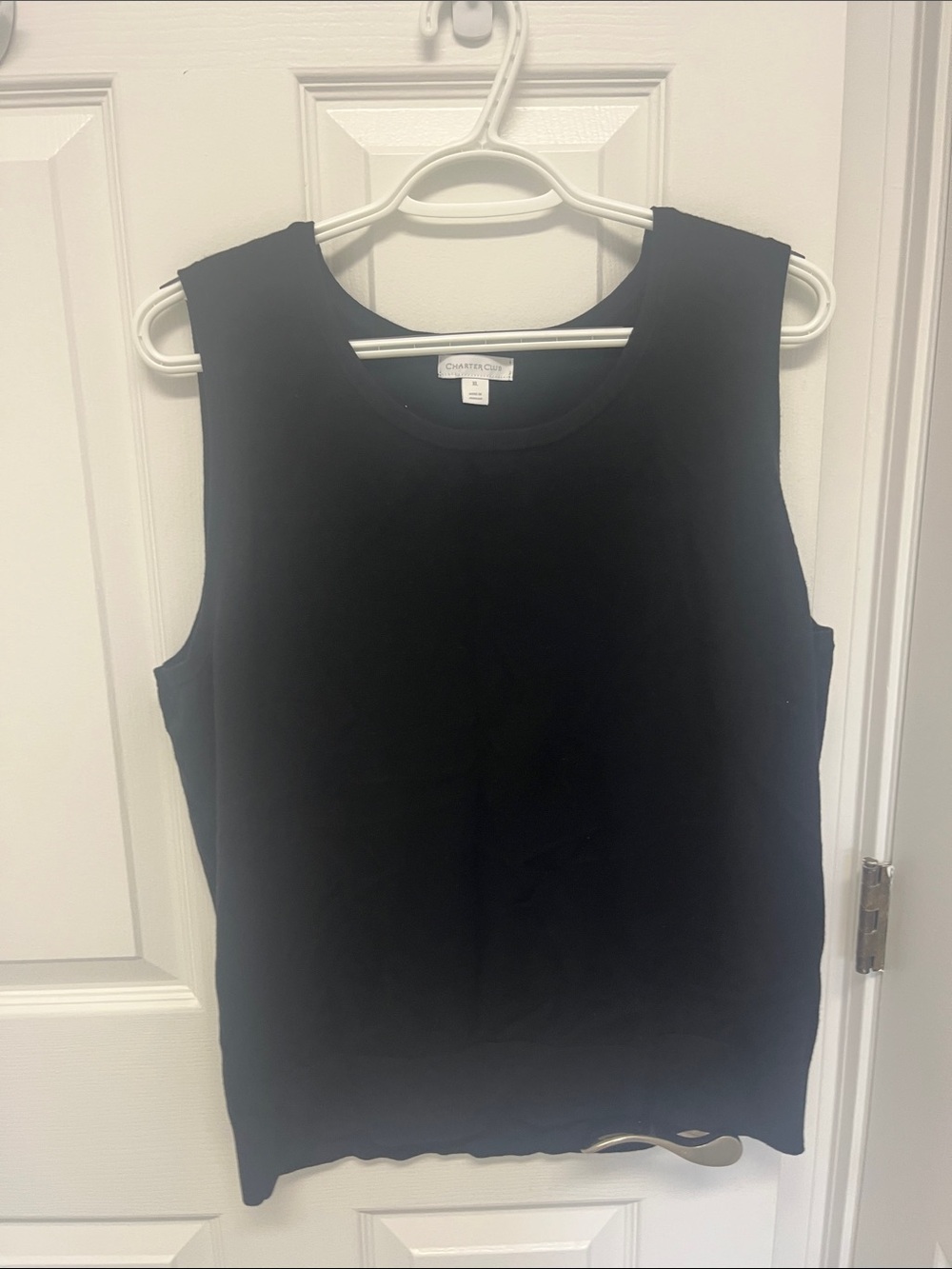 Charter Club Solid Black Scoop Neck Tank
